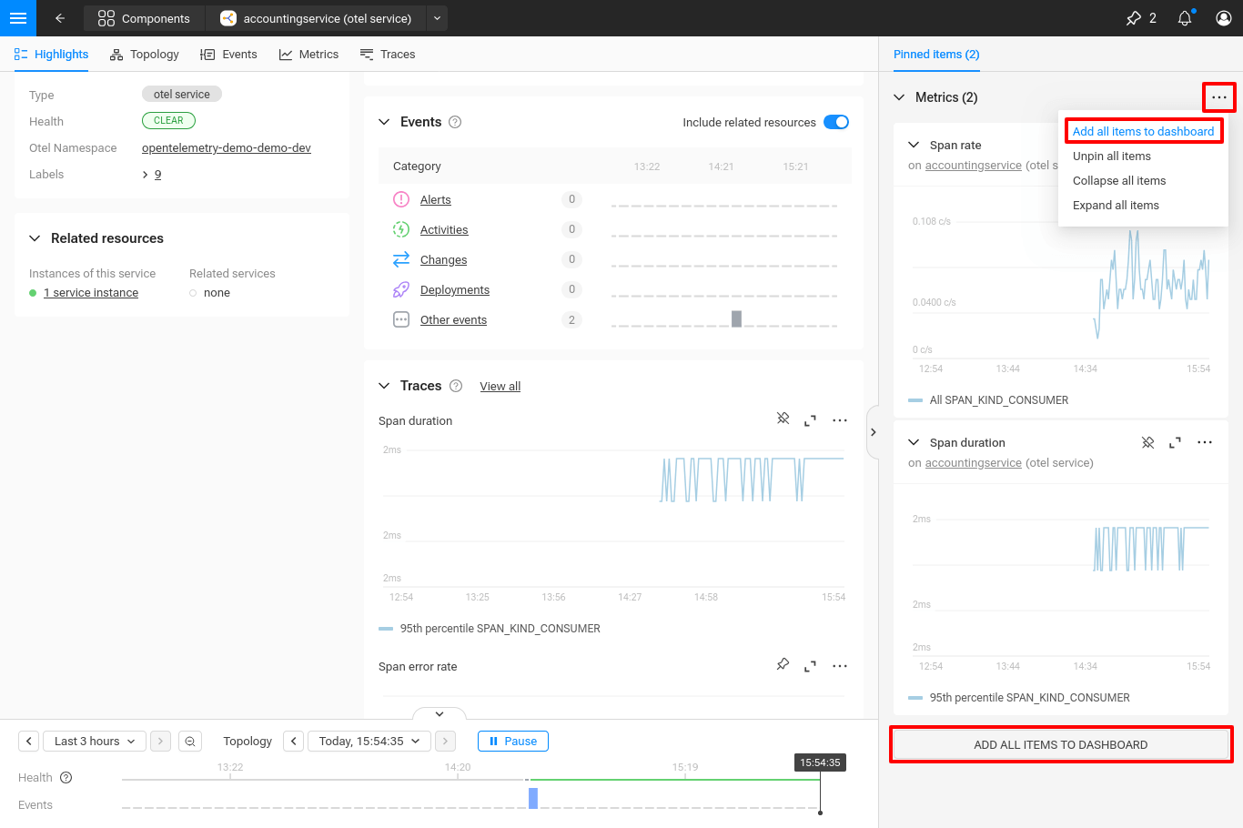 Adding all pinned items